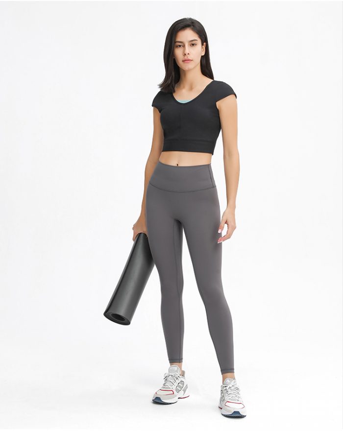 Women Short Sleeve Crop Top Workout Shirts - Image 4
