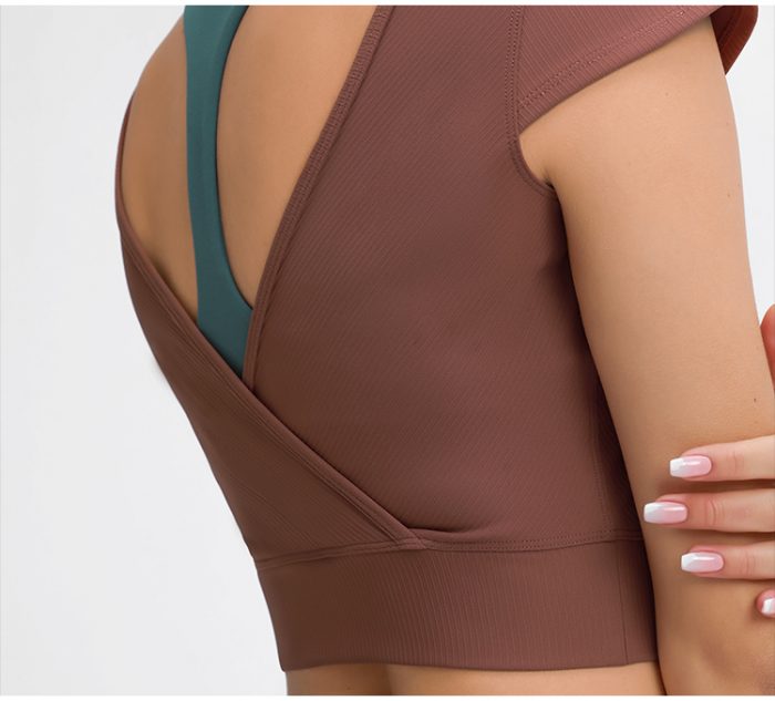 Women Short Sleeve Crop Top Workout Shirts - Image 3