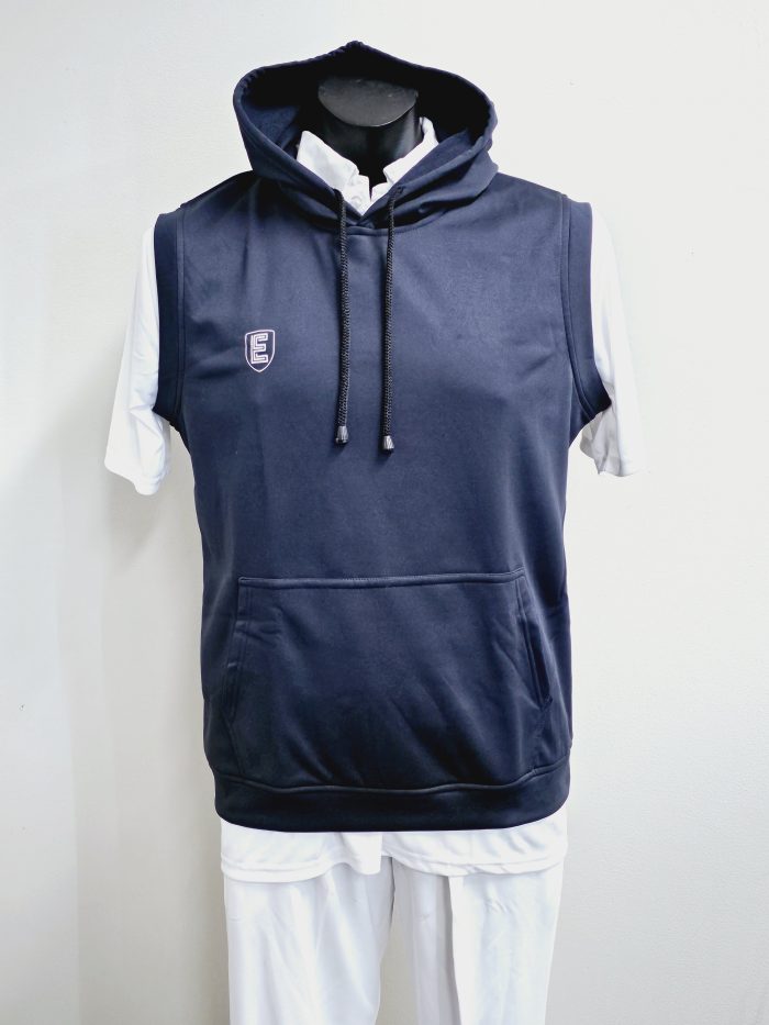 EN SLEEVELESS WORKOUT HOODIE - Navy Blue, L
